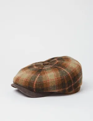 #1 Best Seller: Stetson Hatteras Lambswool Check Flat Cap - Brown  Ends Soon!