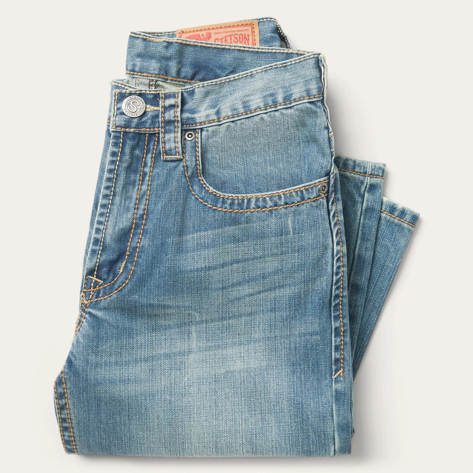 1520 Fit Light Wash Jeans With Tacking -STETSON