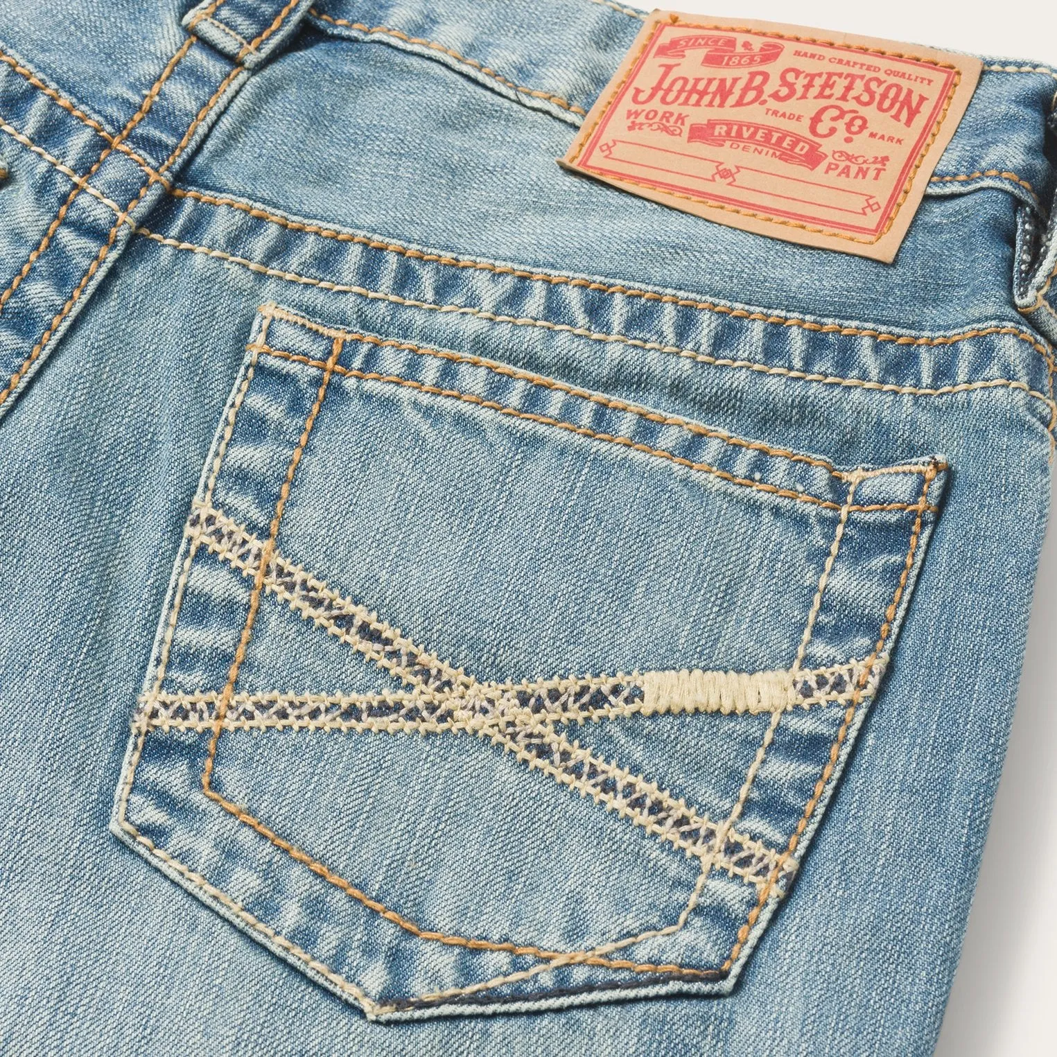 1520 Fit Light Wash Jeans With Tacking -STETSON