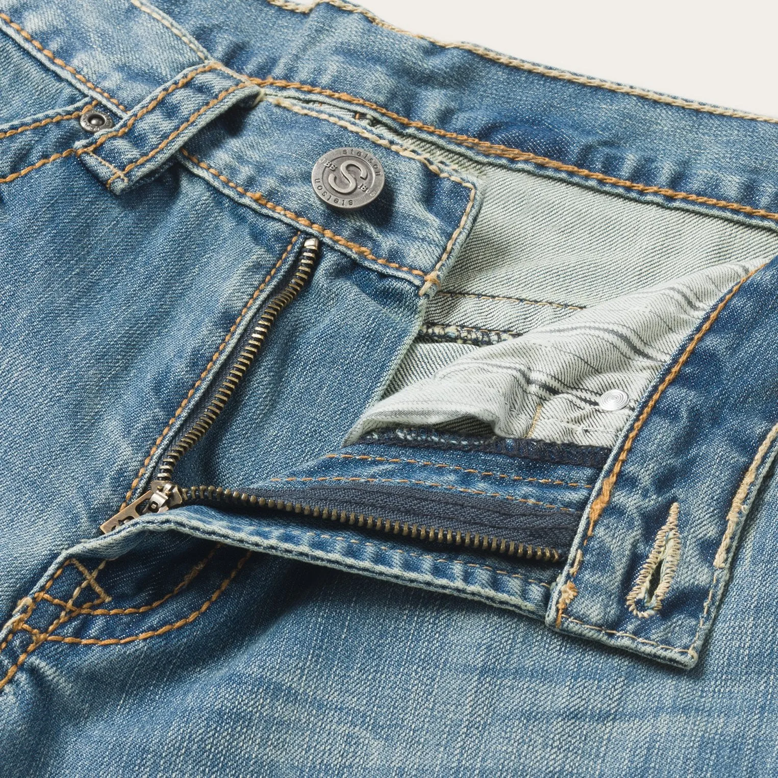 1520 Fit Light Wash Jeans With Tacking -STETSON
