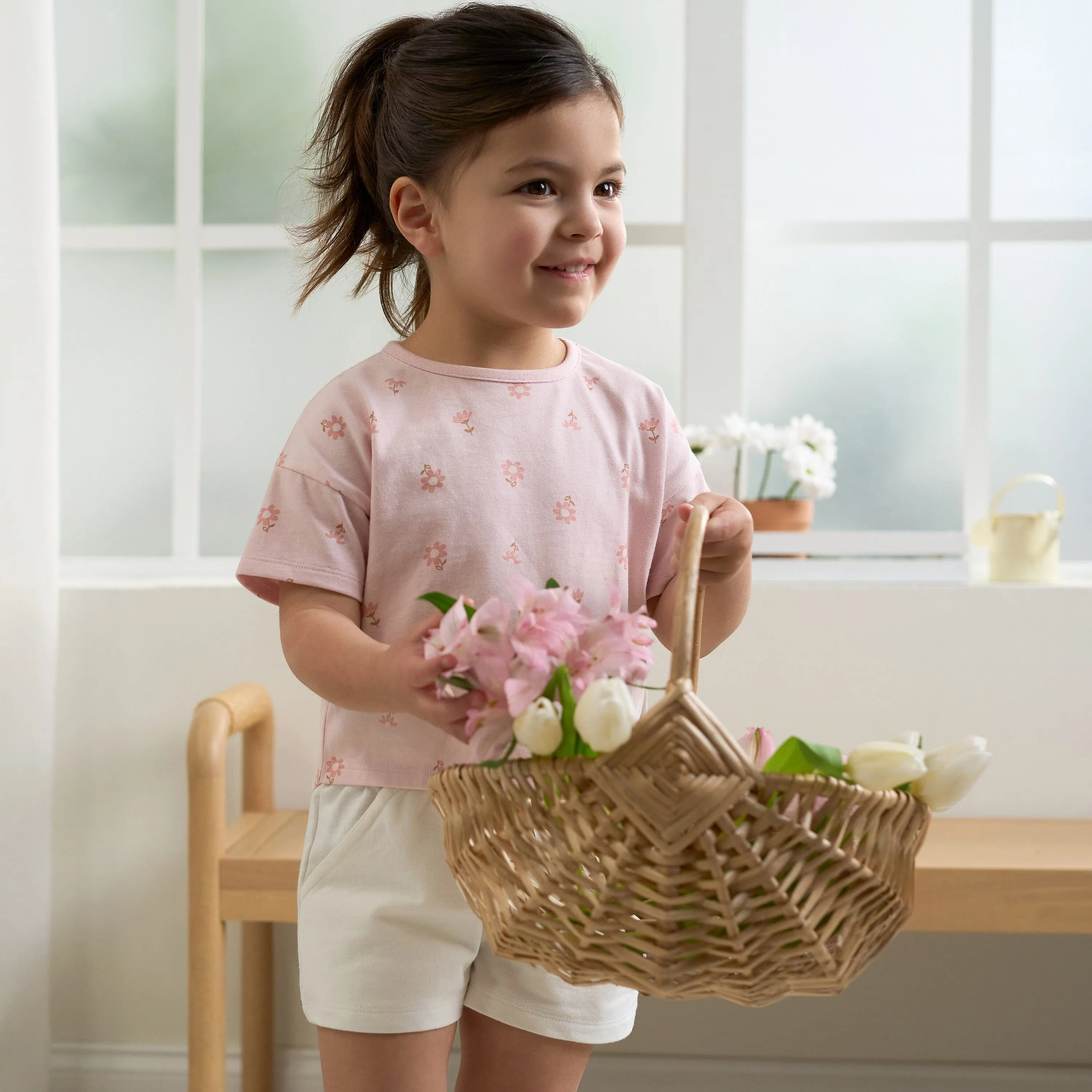 3-Pack Infant and Toddler Girls Flower T-Shirts Gerber Childrenswea