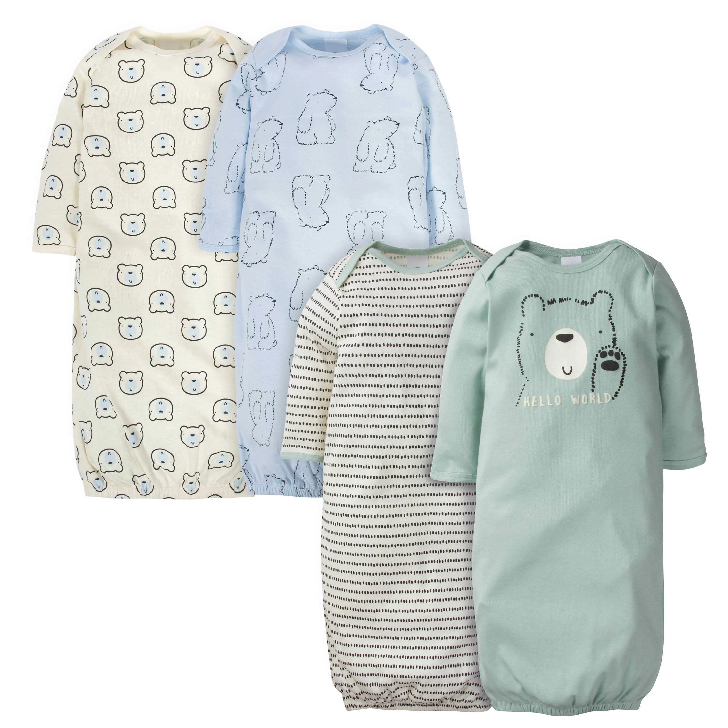 4-Pack Baby Boys Bear Gowns Gerber Childrenswea