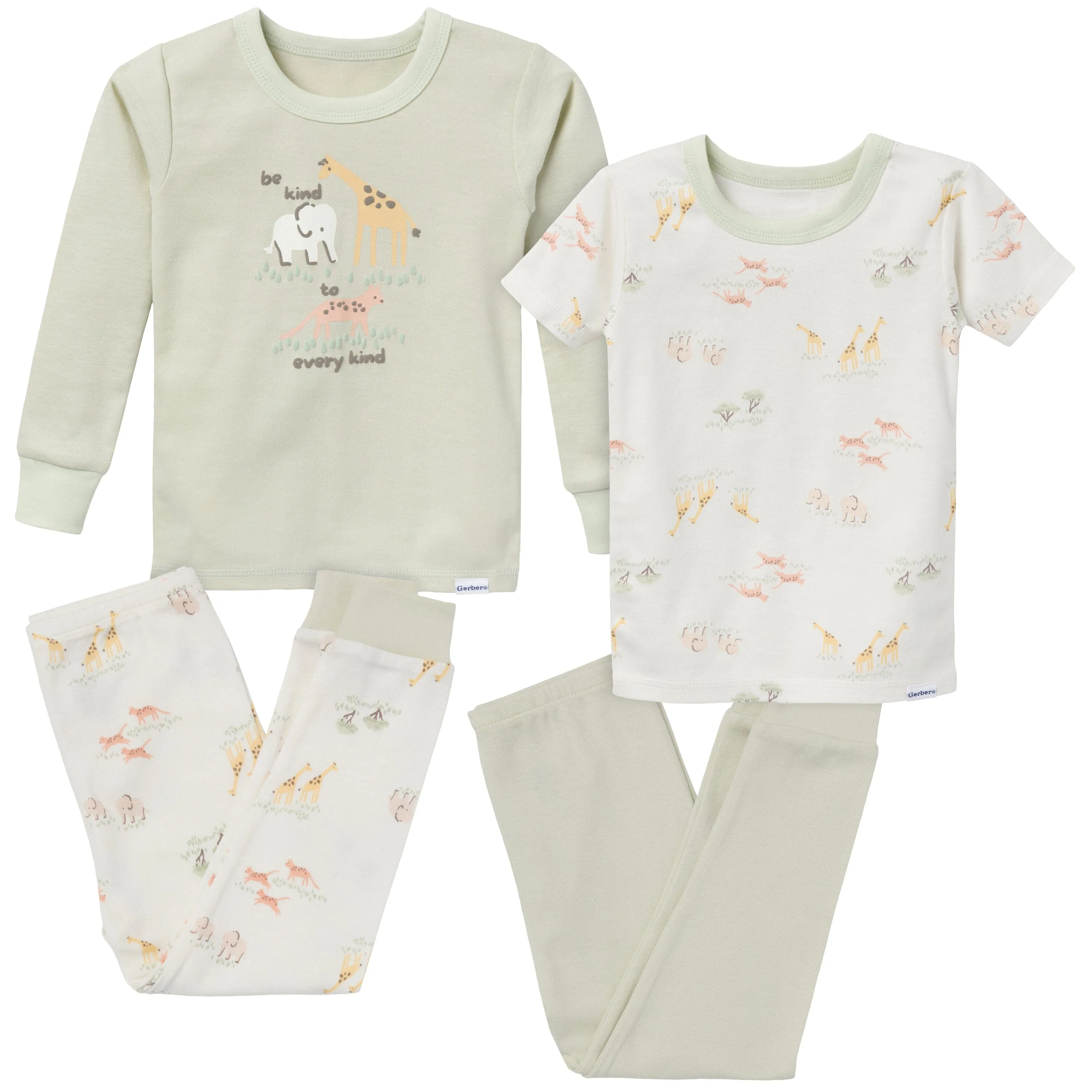 4-Piece Infant & Toddler Neutral Safari Tops and Pants Sets Gerber Childrenswea