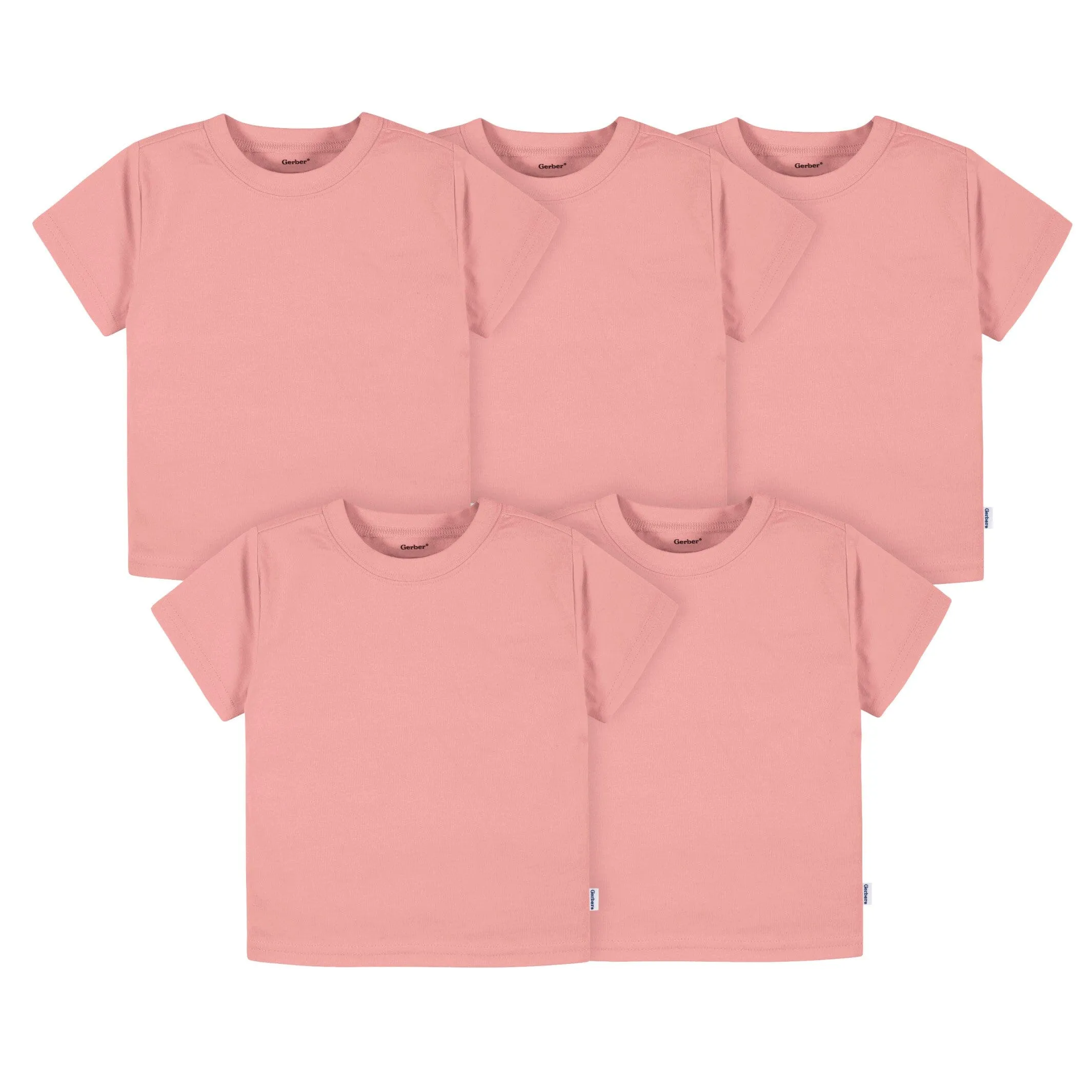 5-Pack Baby & Toddler Girls Mauve Pink Premium Short Sleeve T-Shirts Gerber Childrenswea