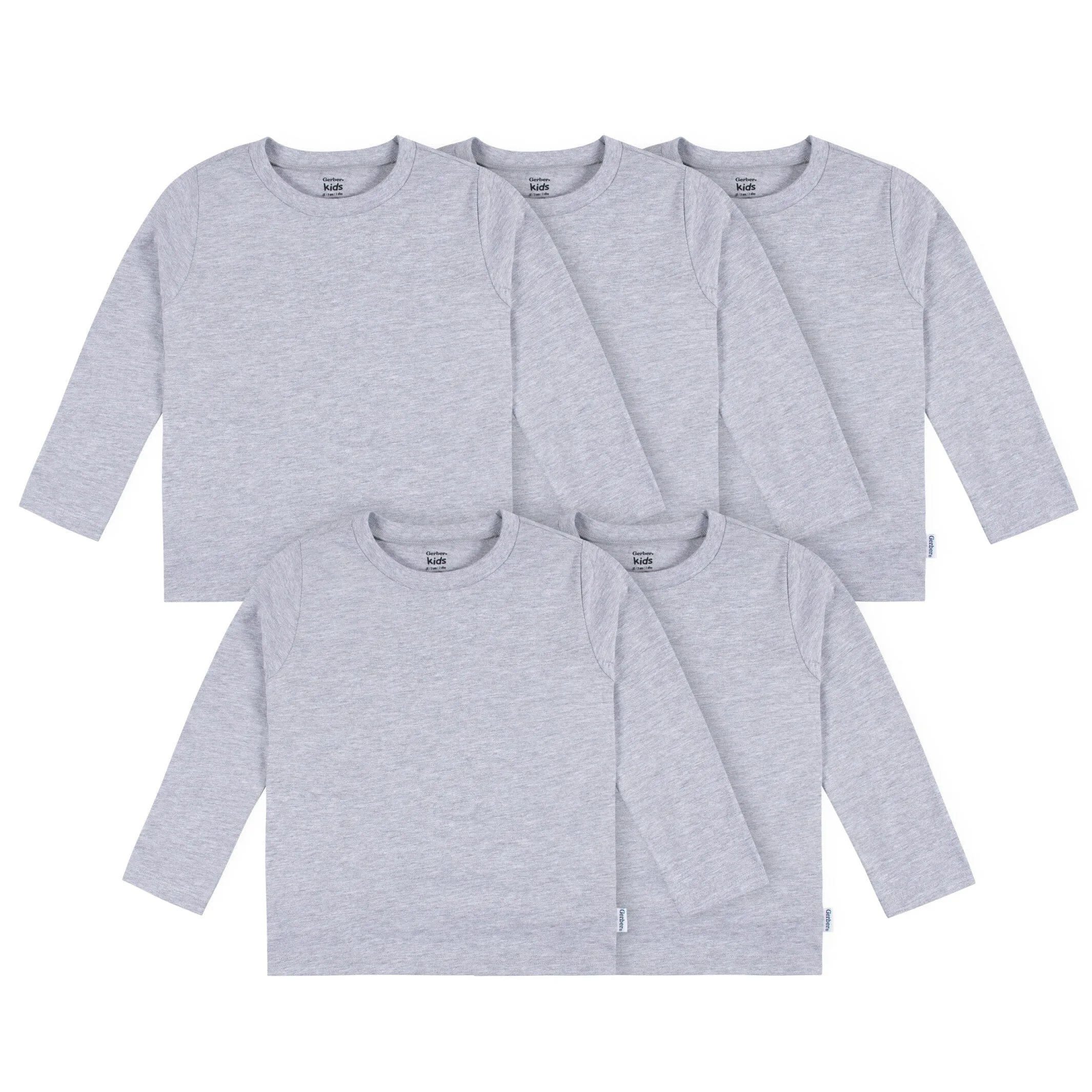 5-Pack Baby & Toddler Heather Gray Long Sleeve Tees Gerber Childrenswea