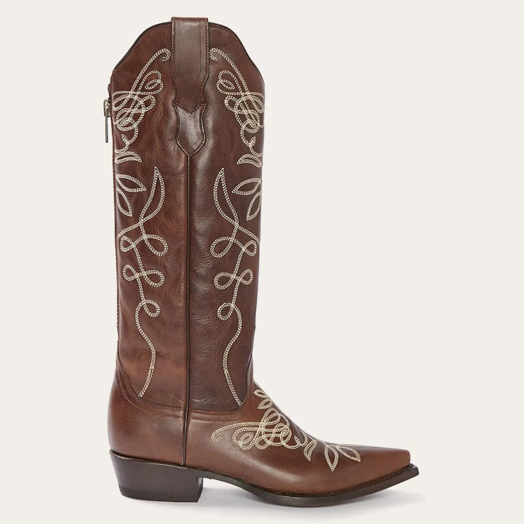 Adeline Burnished Brown Back Zip Cowboy Boot -STETSON