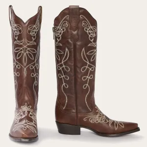 Adeline Burnished Brown Back Zip Cowboy Boot -STETSON