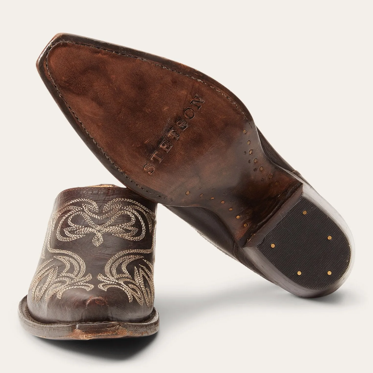 Adley Vintage Finished Leather Mules -STETSON