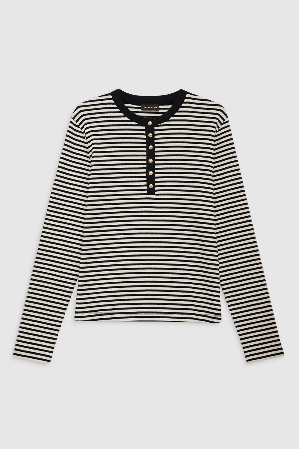 Alessia Long Sleeve Tee - Cream And Black Stripe -ANINE BING
