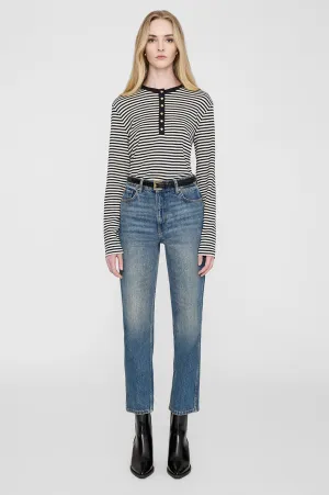 Alessia Long Sleeve Tee - Cream And Black Stripe -ANINE BING