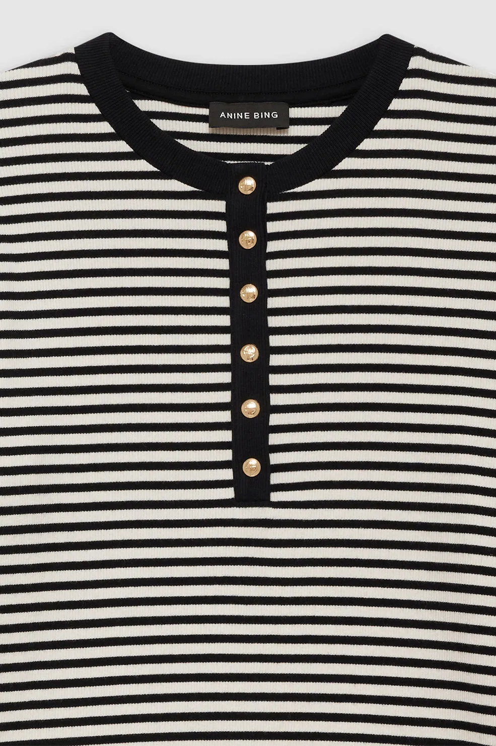 Alessia Long Sleeve Tee - Cream And Black Stripe -ANINE BING