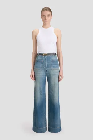 Alina High Waisted Jean In Washed Blue Victoria Beckham