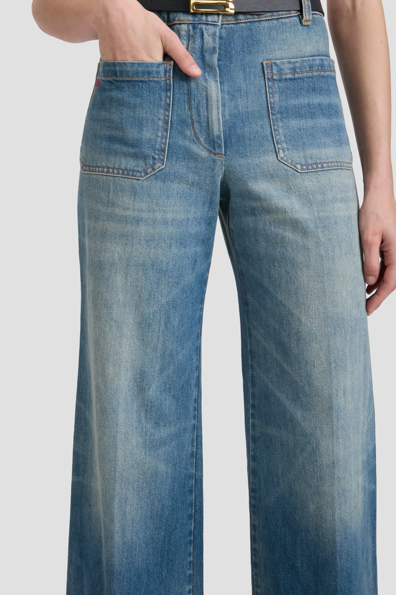 Alina High Waisted Jean In Washed Blue Victoria Beckham