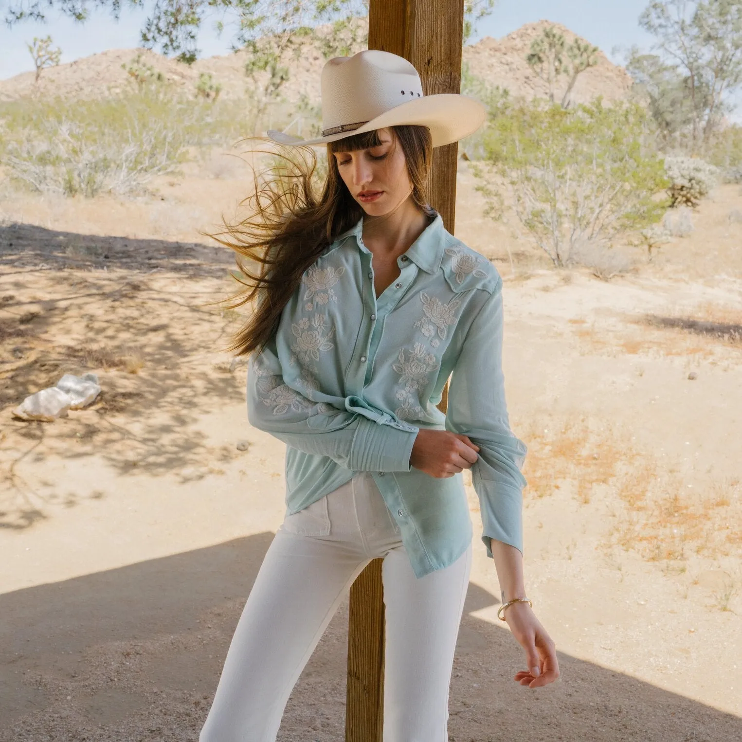 Aqua Crepe Western Shirt -STETSON