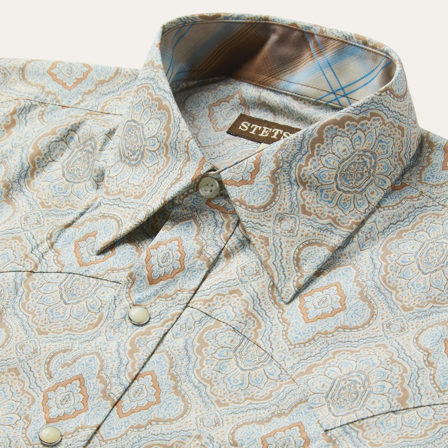 Aqua Paisley Print Western Shirt -STETSON