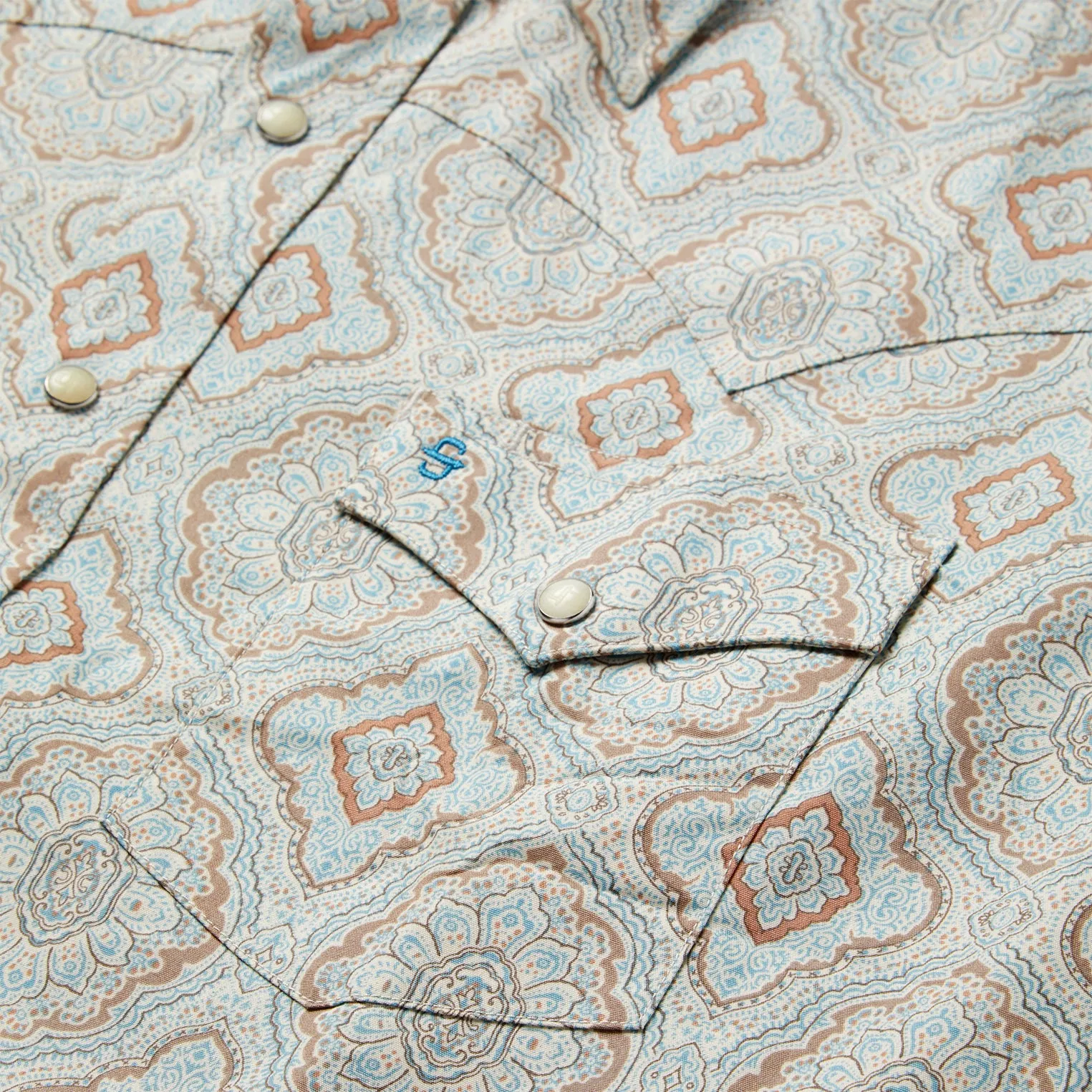 Aqua Paisley Print Western Shirt -STETSON