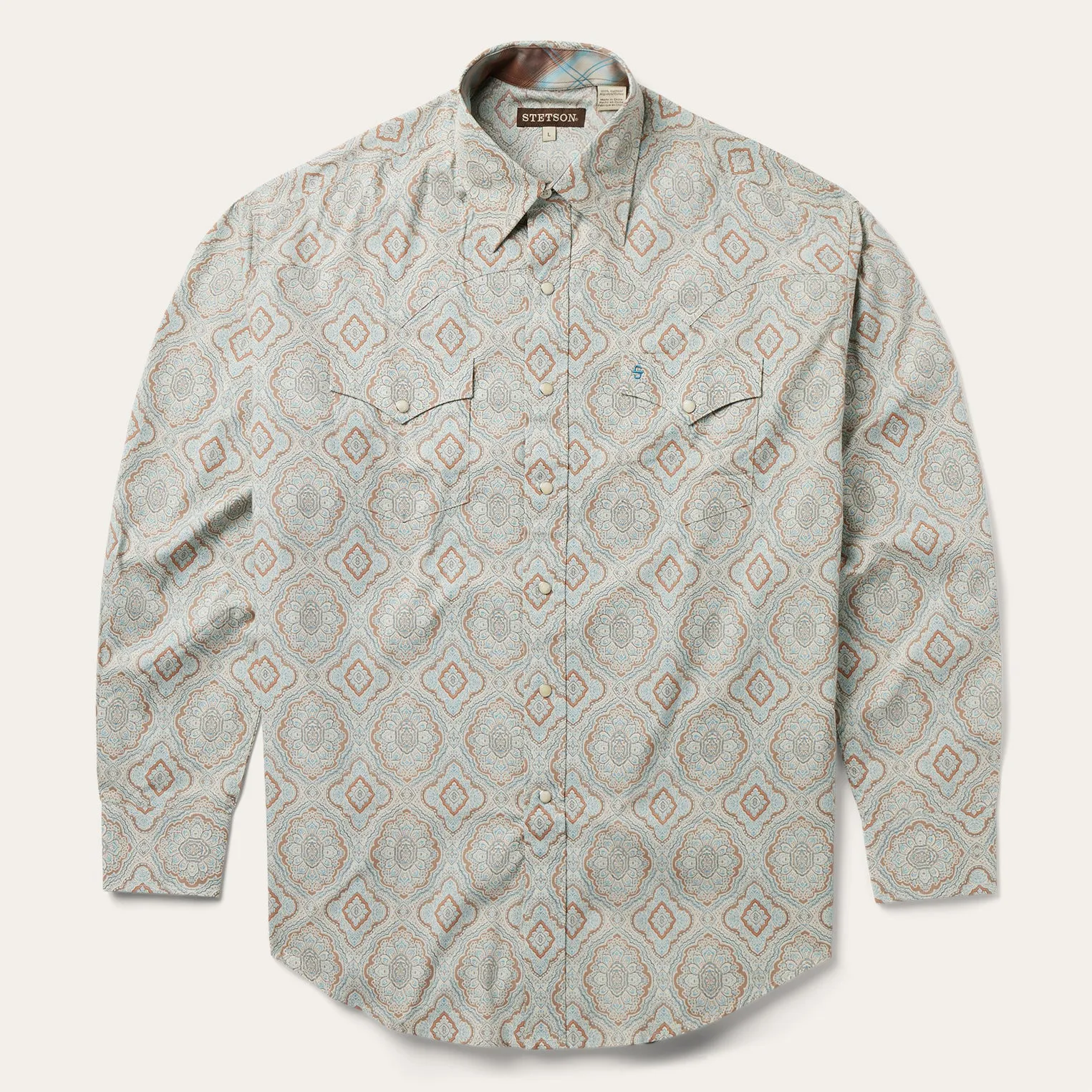 Aqua Paisley Print Western Shirt -STETSON