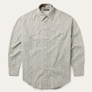 Aqua Paisley Print Western Shirt -STETSON