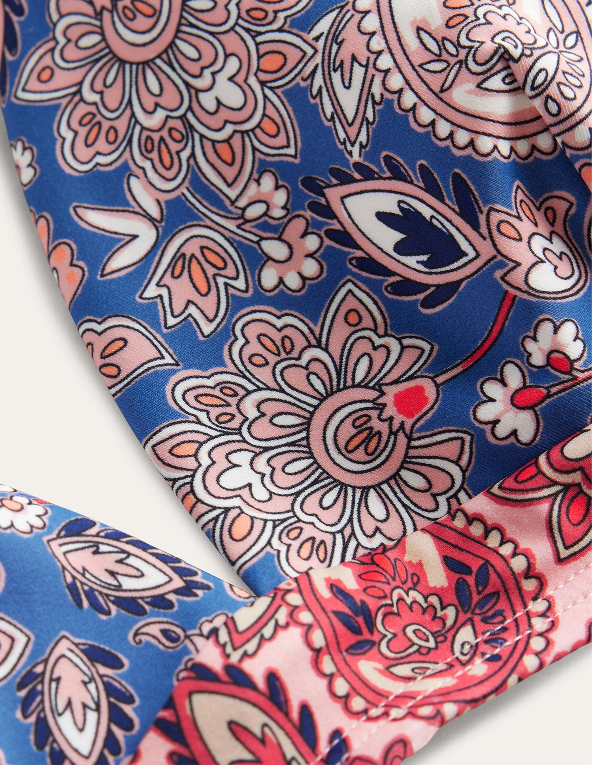 Arezzo V-neck Bikini Top-True Navy, Paisley Terrace