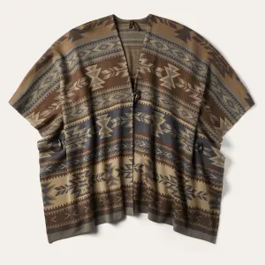 Aztec Print Sweater Poncho -STETSON