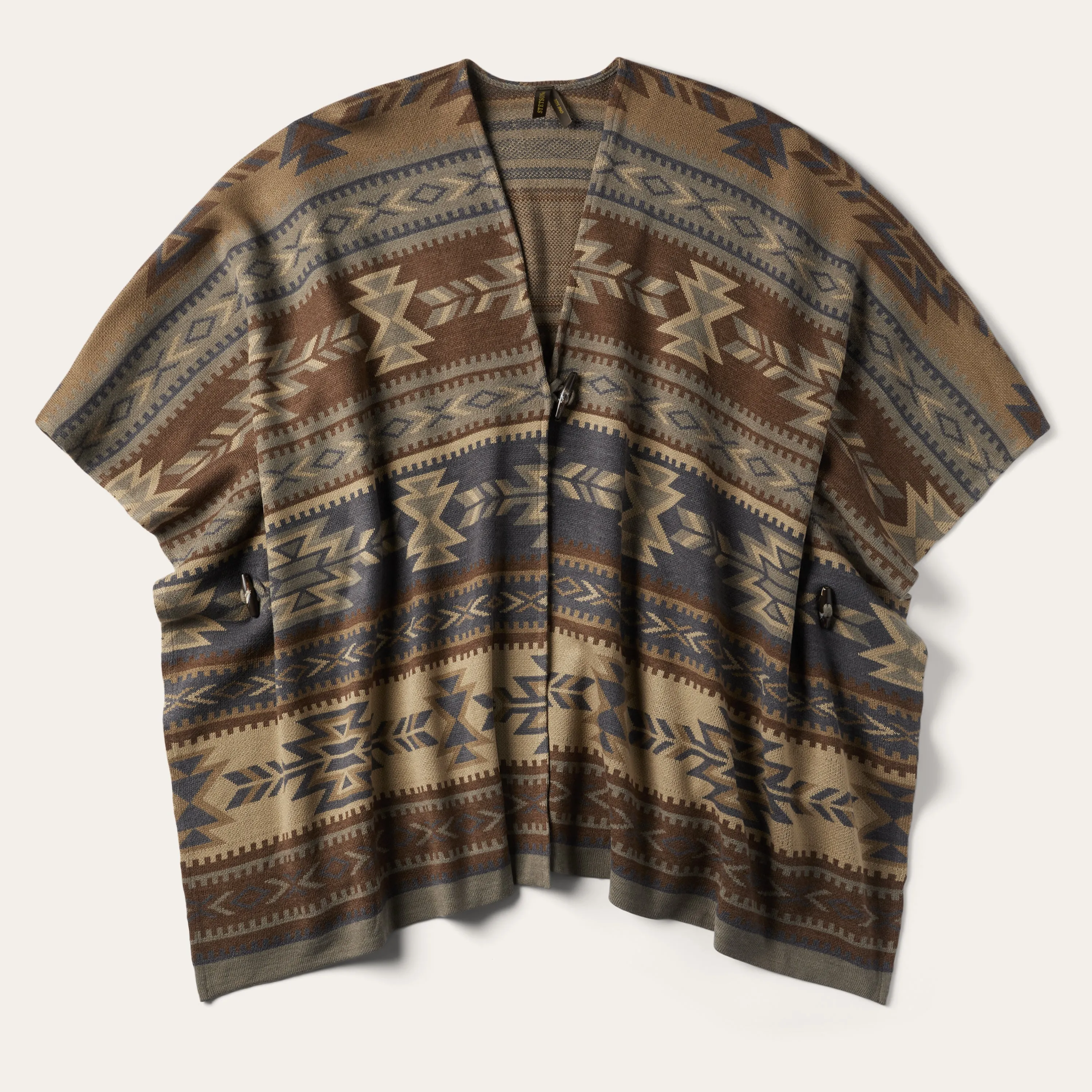 Aztec Print Sweater Poncho -STETSON