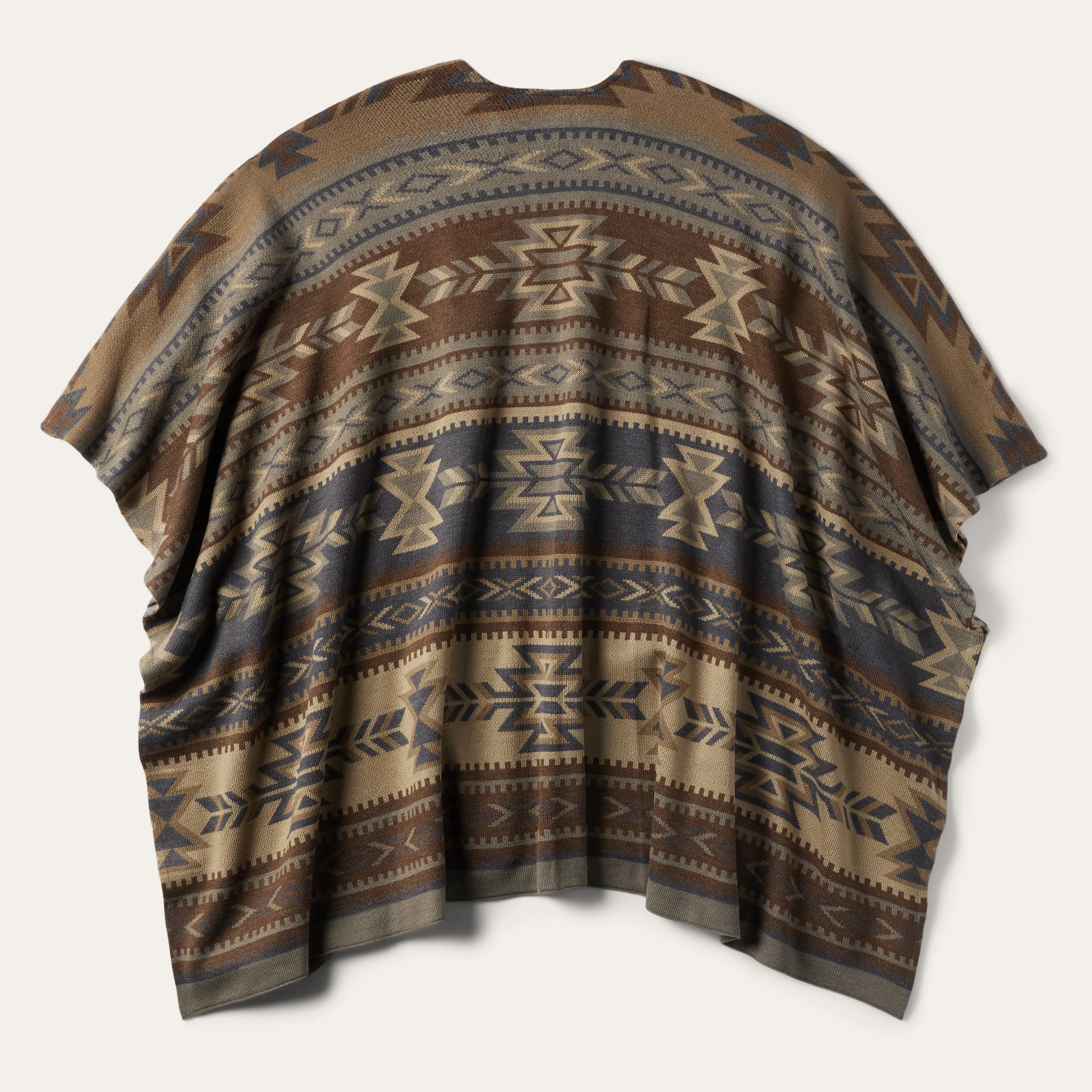 Aztec Print Sweater Poncho -STETSON