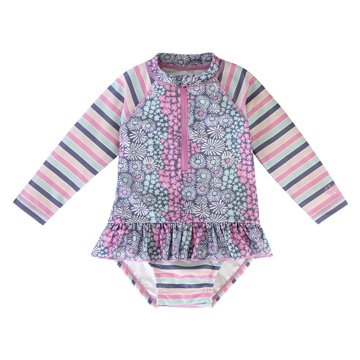 Baby Girl's Long Sleeve Ruffled Swim Suit