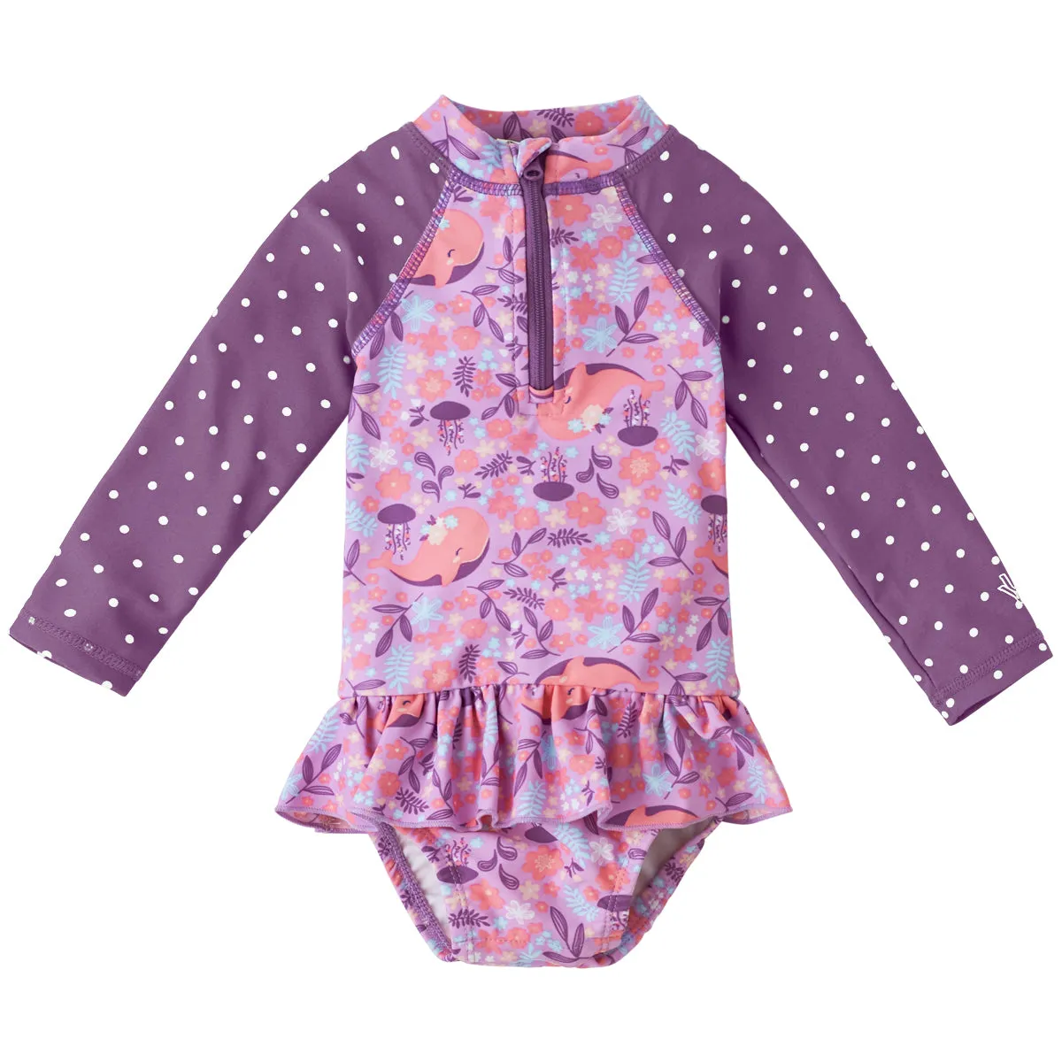 Baby Girl's Long Sleeve Ruffled Swim Suit
