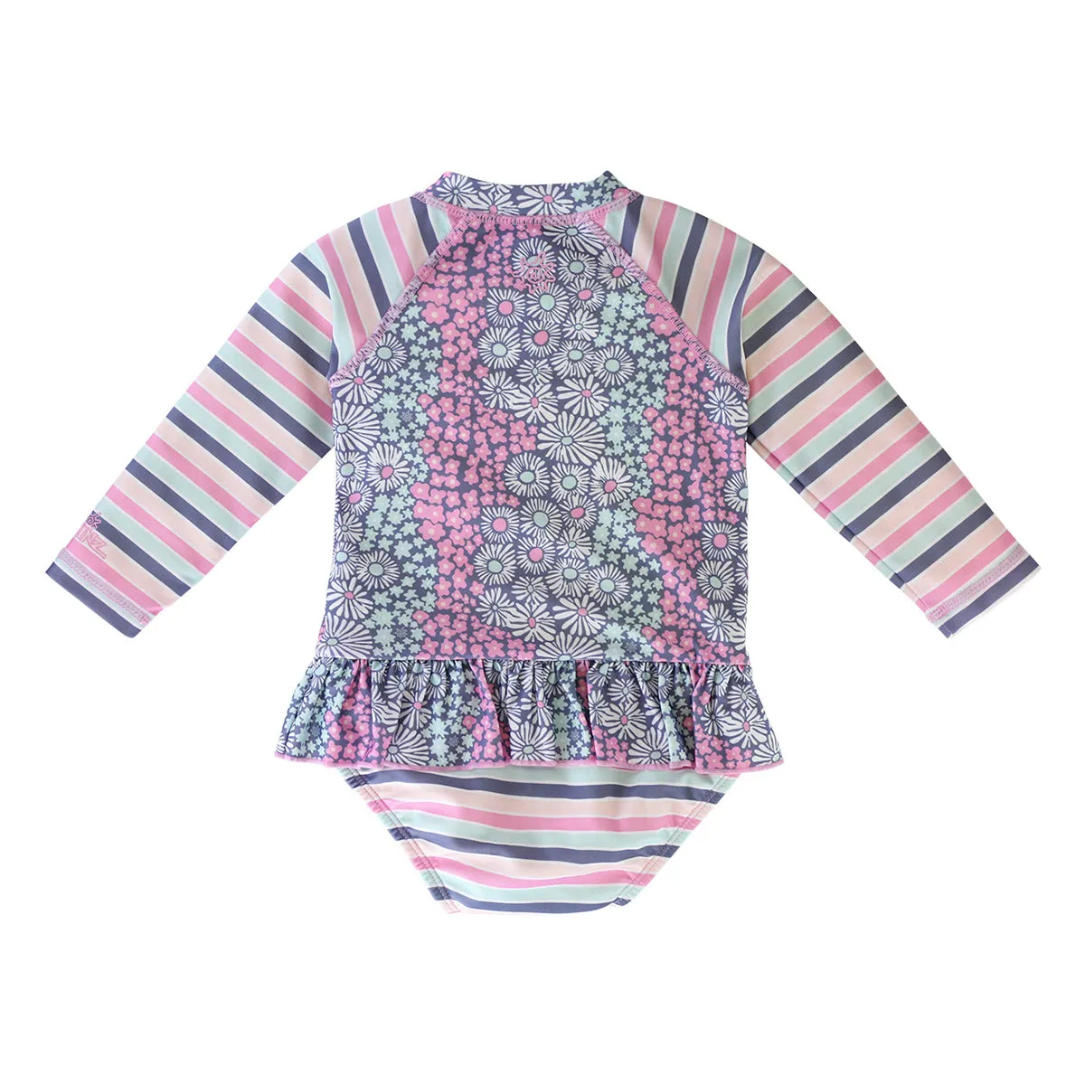 Baby Girl's Long Sleeve Ruffled Swim Suit