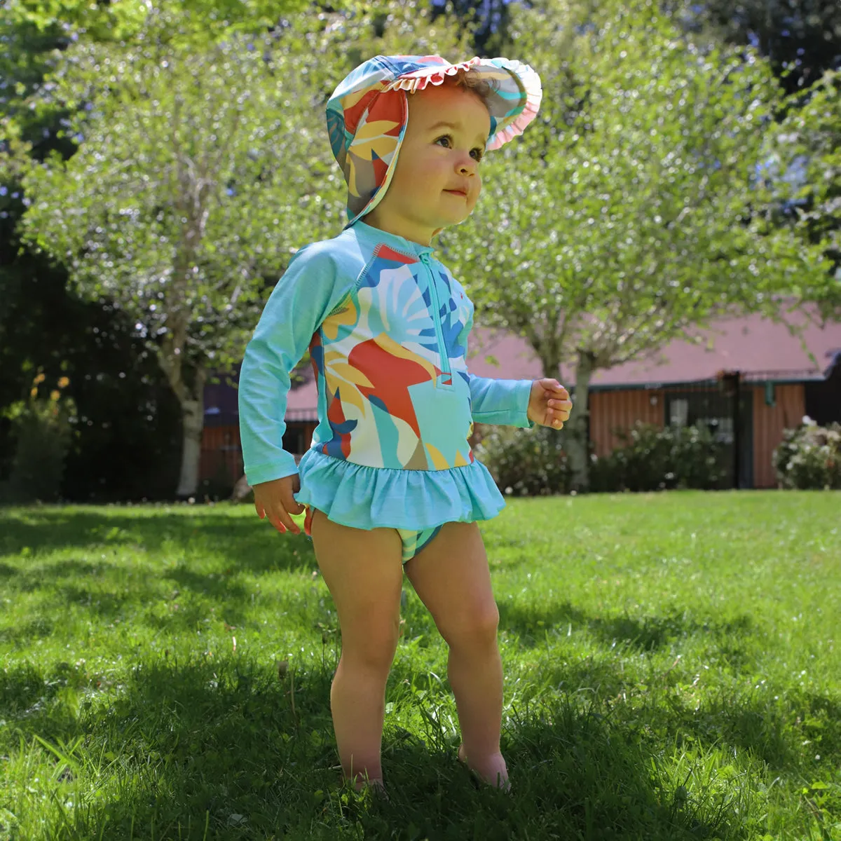 Baby Girl's Long Sleeve Ruffled Swim Suit
