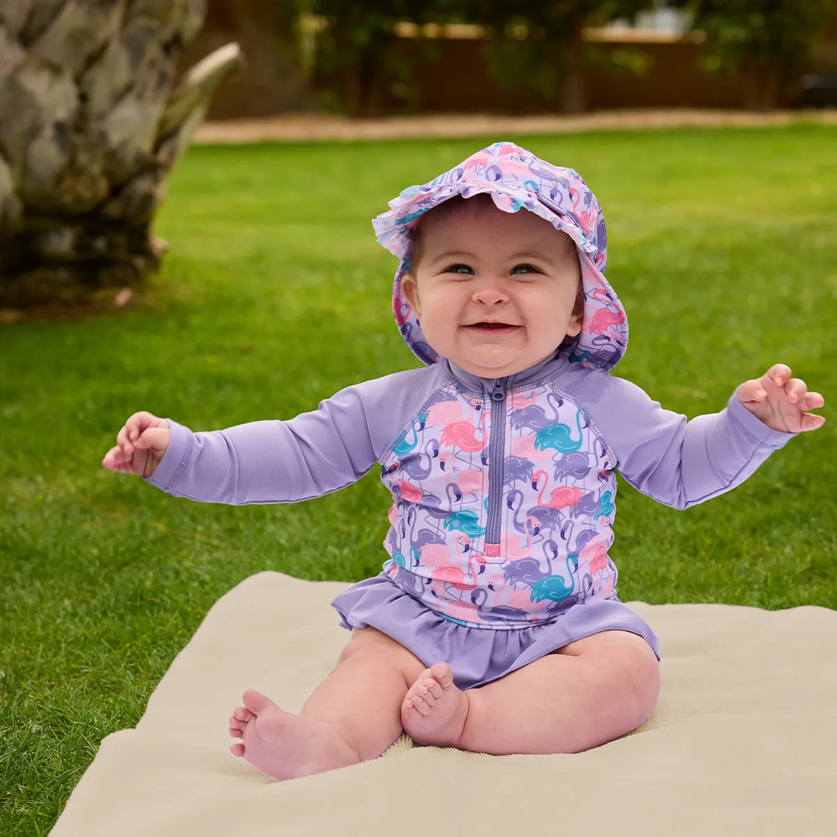 Baby Girl's Long Sleeve Ruffled Swim Suit
