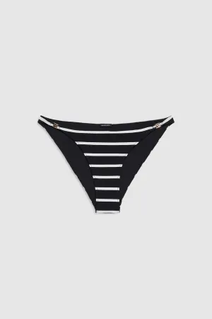 Bellamy Bikini Bottom - Black And White Stripe -ANINE BING