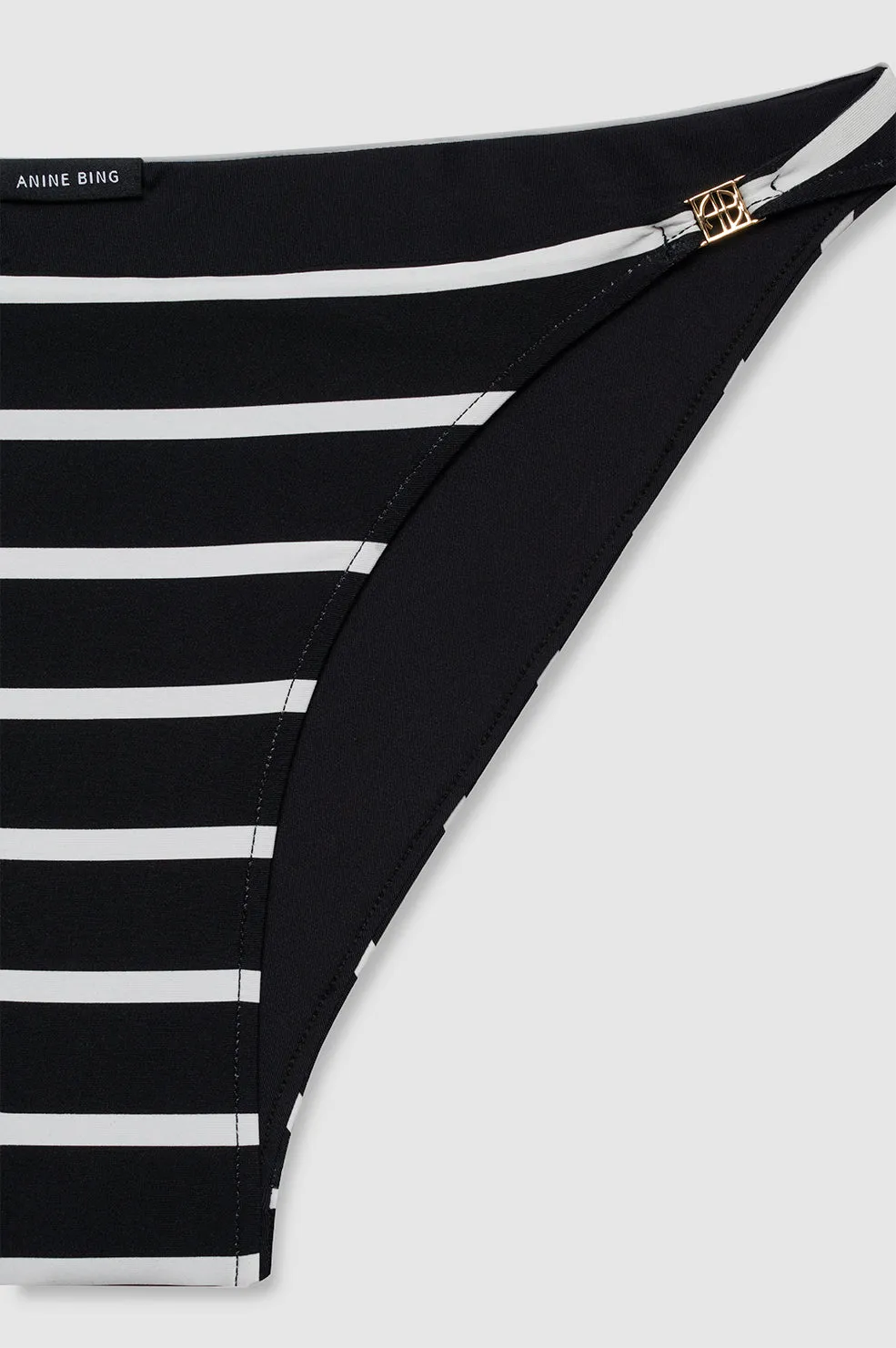Bellamy Bikini Bottom - Black And White Stripe -ANINE BING