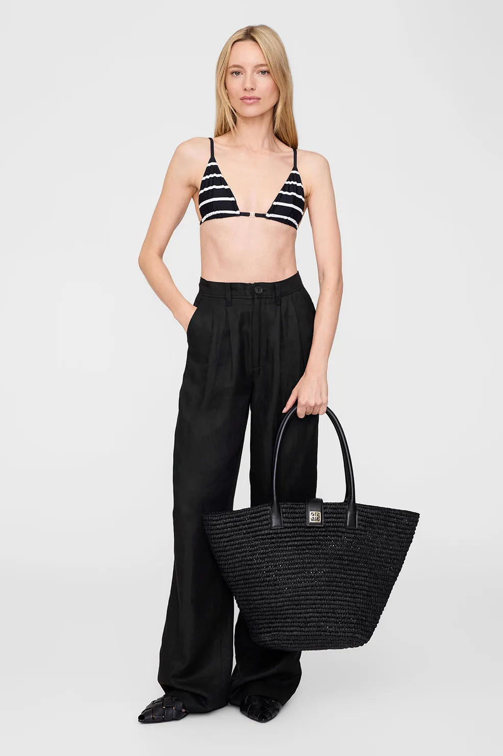 Bellamy Bikini Top - Black And White Stripe -ANINE BING