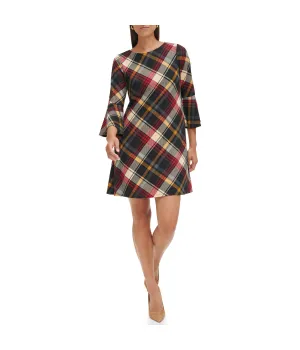 BestSelling 1Pc Bell Sleeve Trap Knit Melange Plaid Red Multi  Almost Gone!