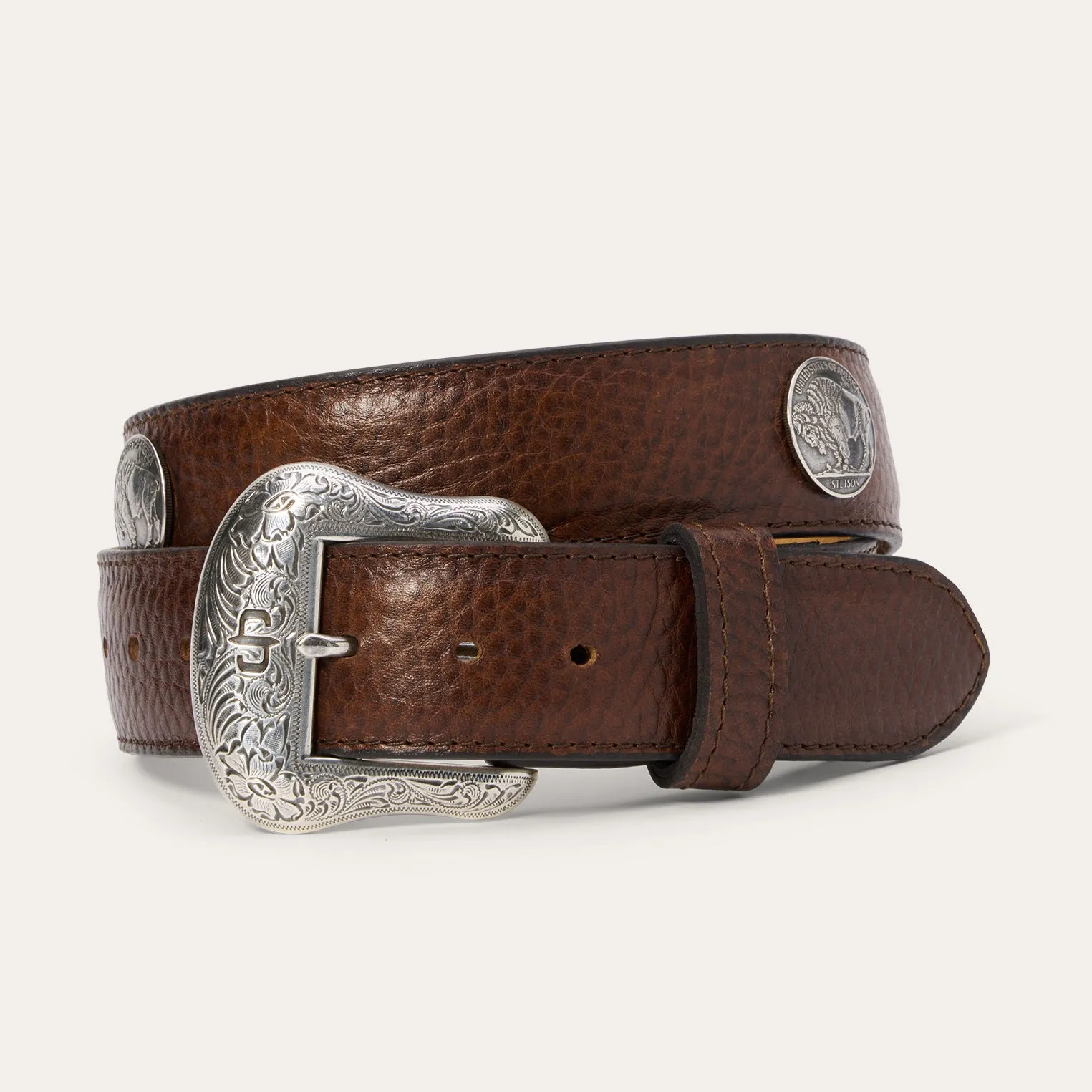 Bison Leather Concho Belt -STETSON