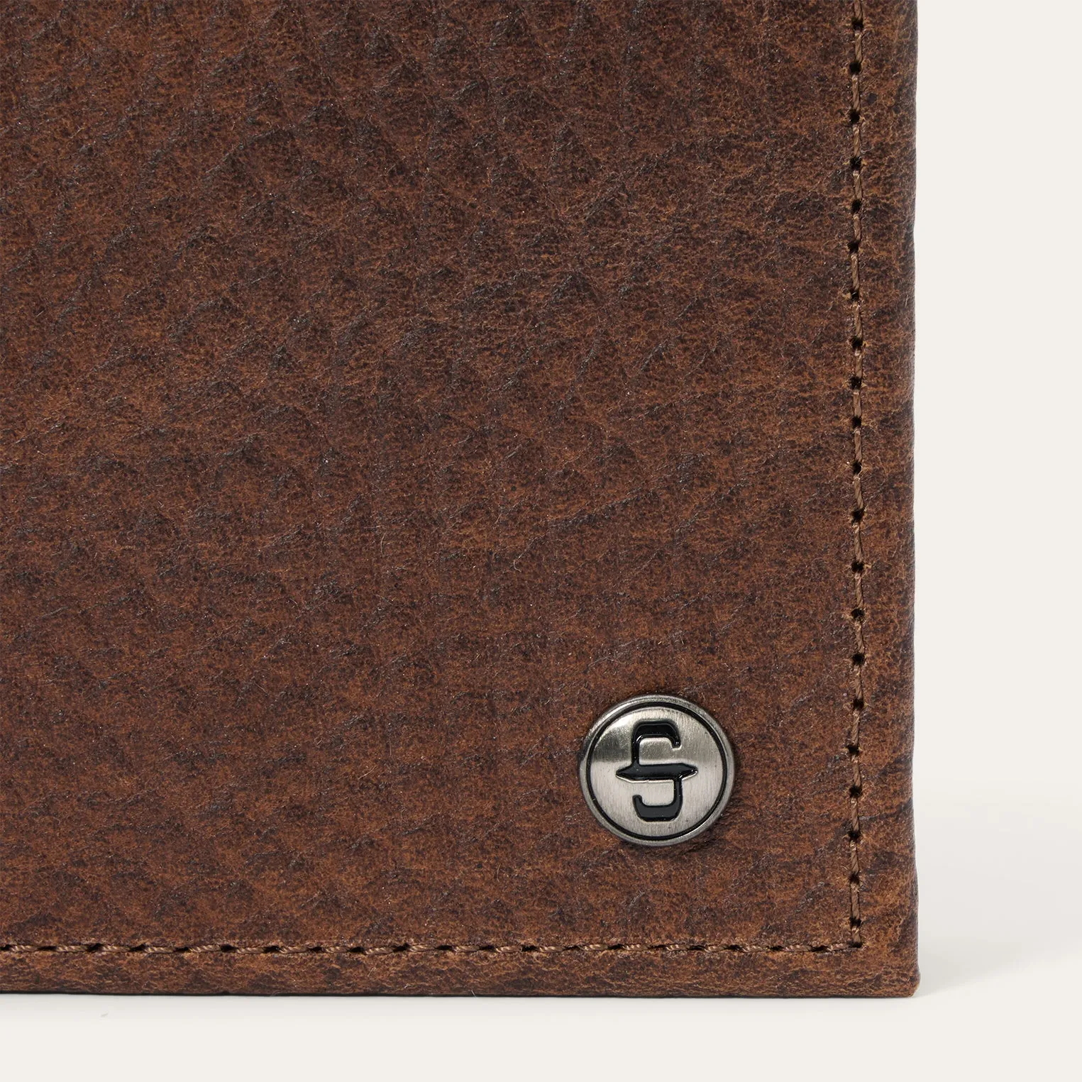 Bison Leather Stetson Rivet Bi-Fold Wallet -STETSON