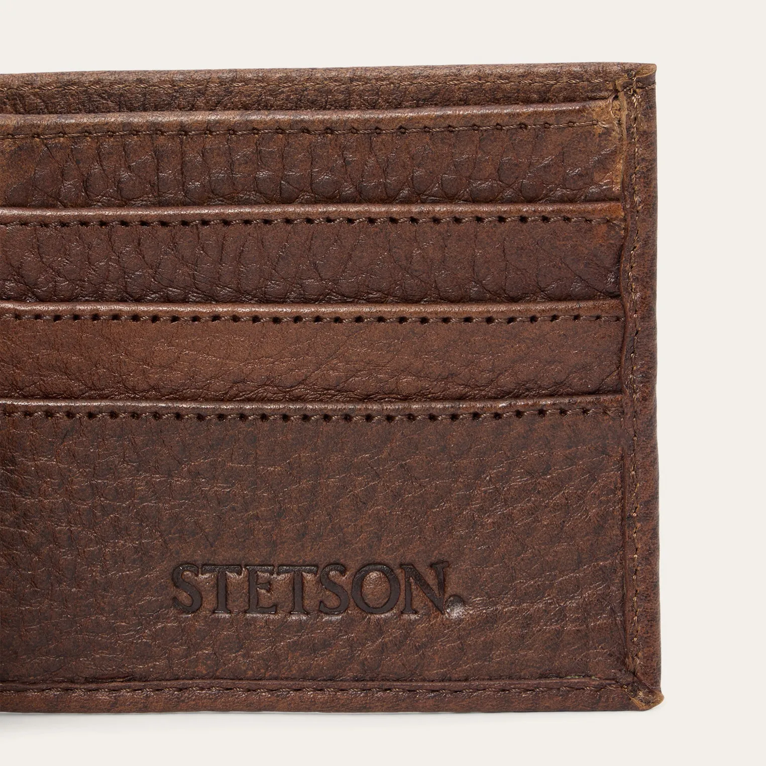 Bison Leather Stetson Rivet Bi-Fold Wallet -STETSON