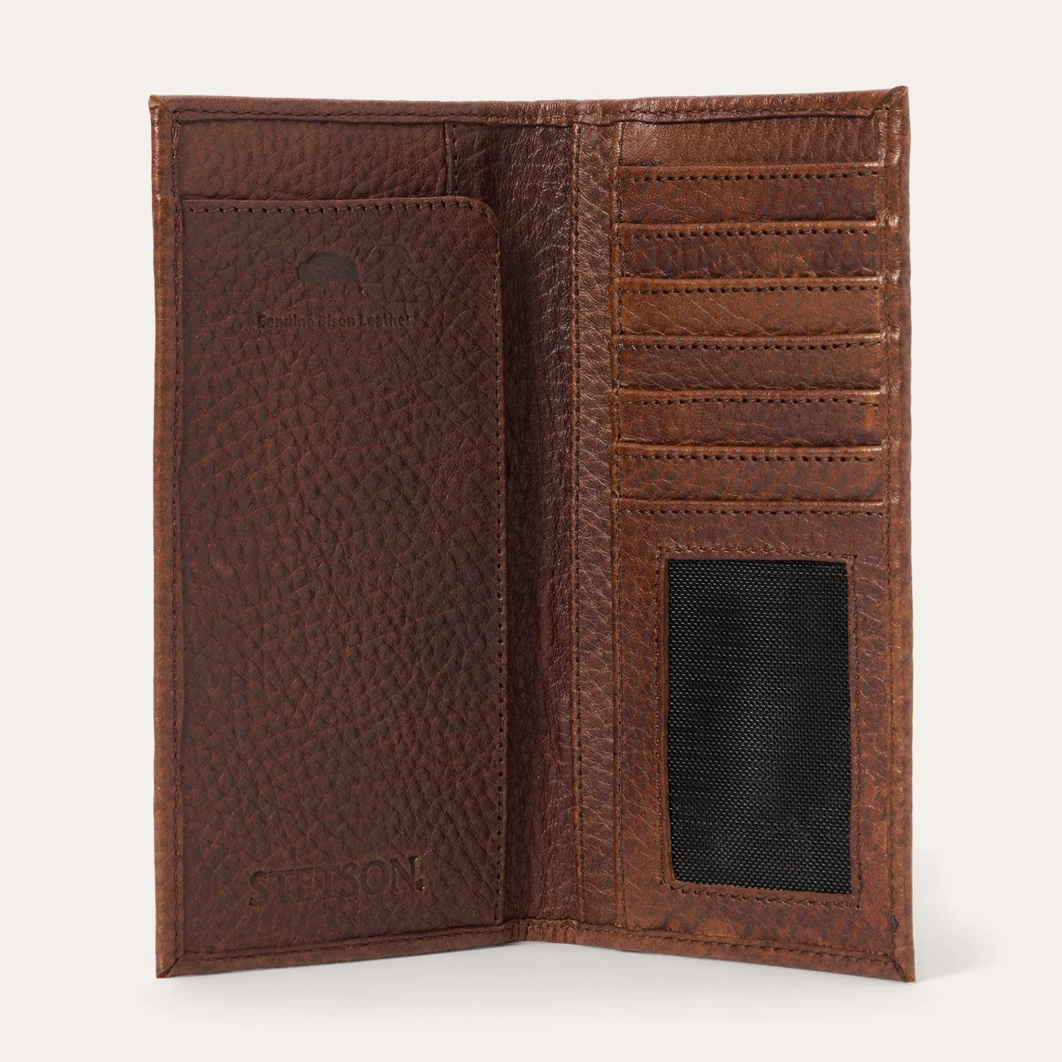 Bison Leather Stetson Rivet Checkbook Wallet -STETSON