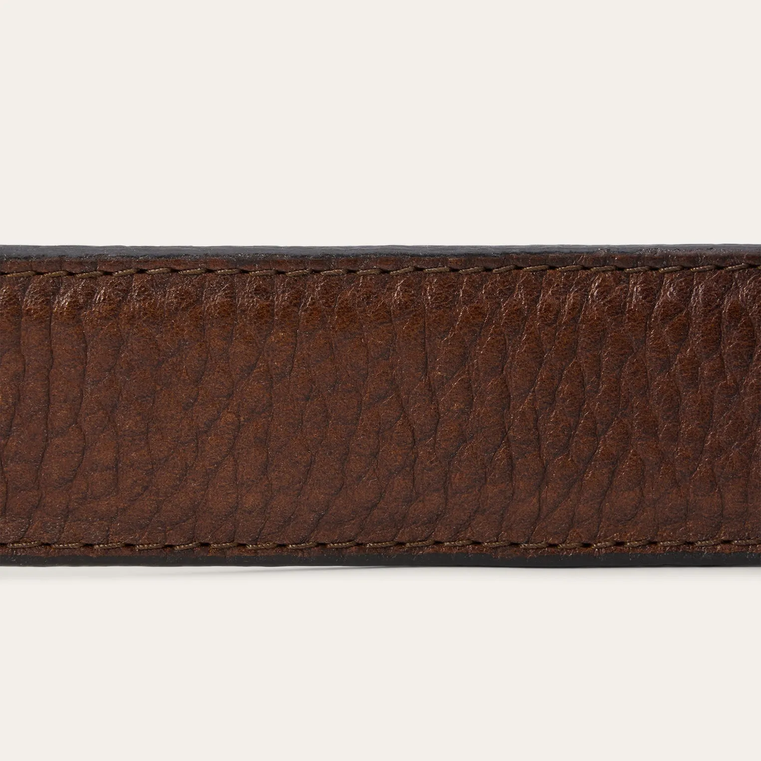 Bison Leather Tooled Tab Belt -STETSON