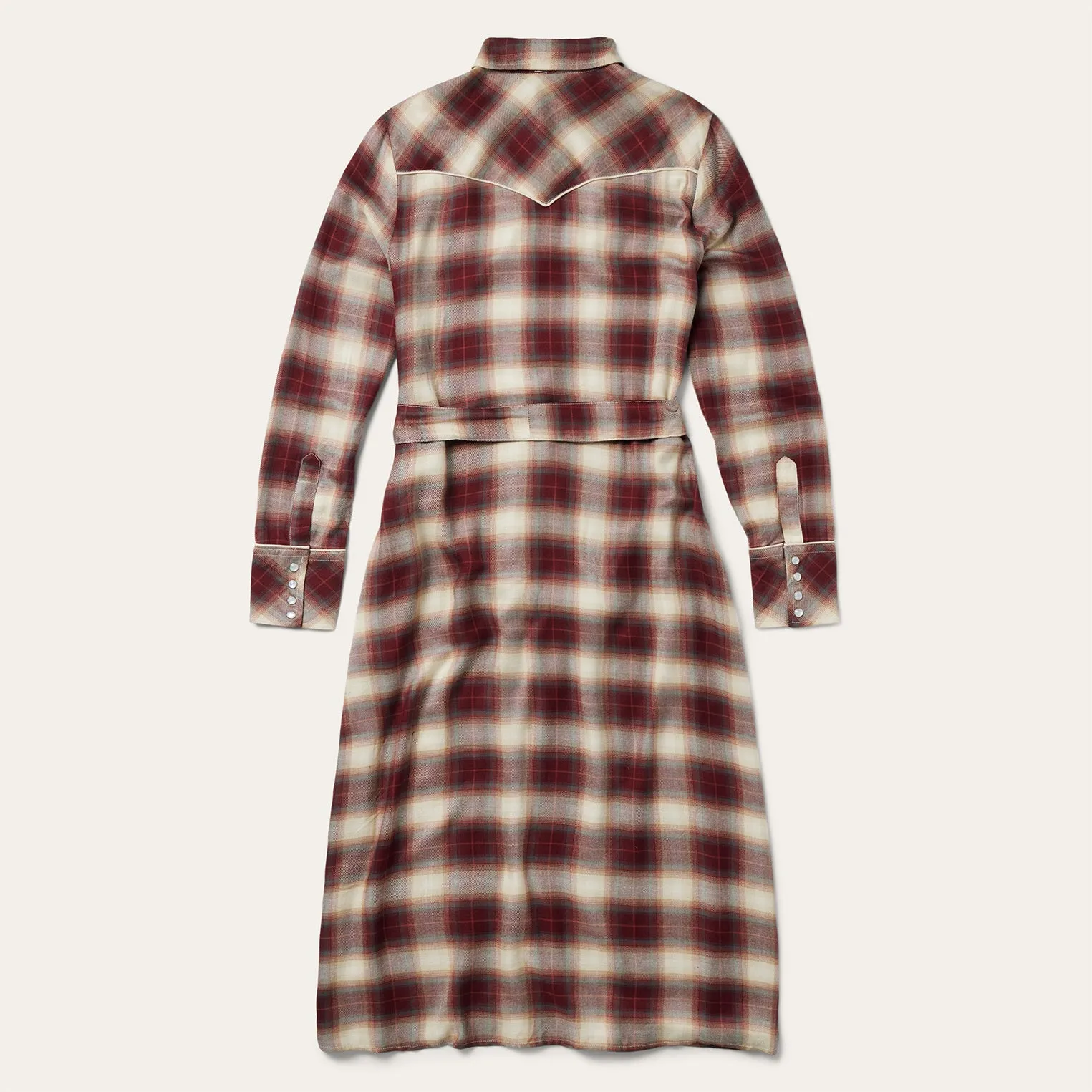 Black Cherry Plaid Shirt Dress -STETSON