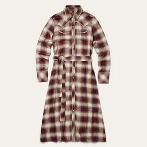 Black Cherry Plaid Shirt Dress -STETSON