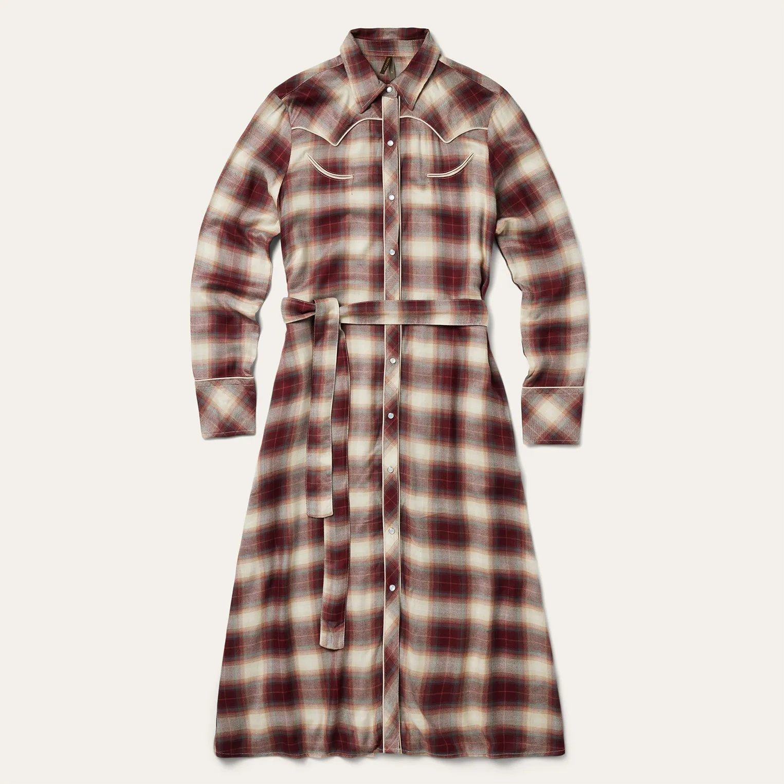 Black Cherry Plaid Shirt Dress -STETSON