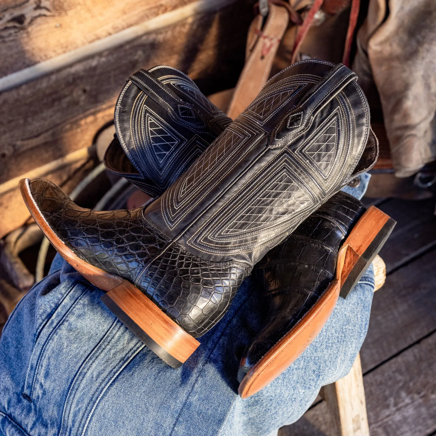 Black Falls Alligator Cowboy Boot -STETSON