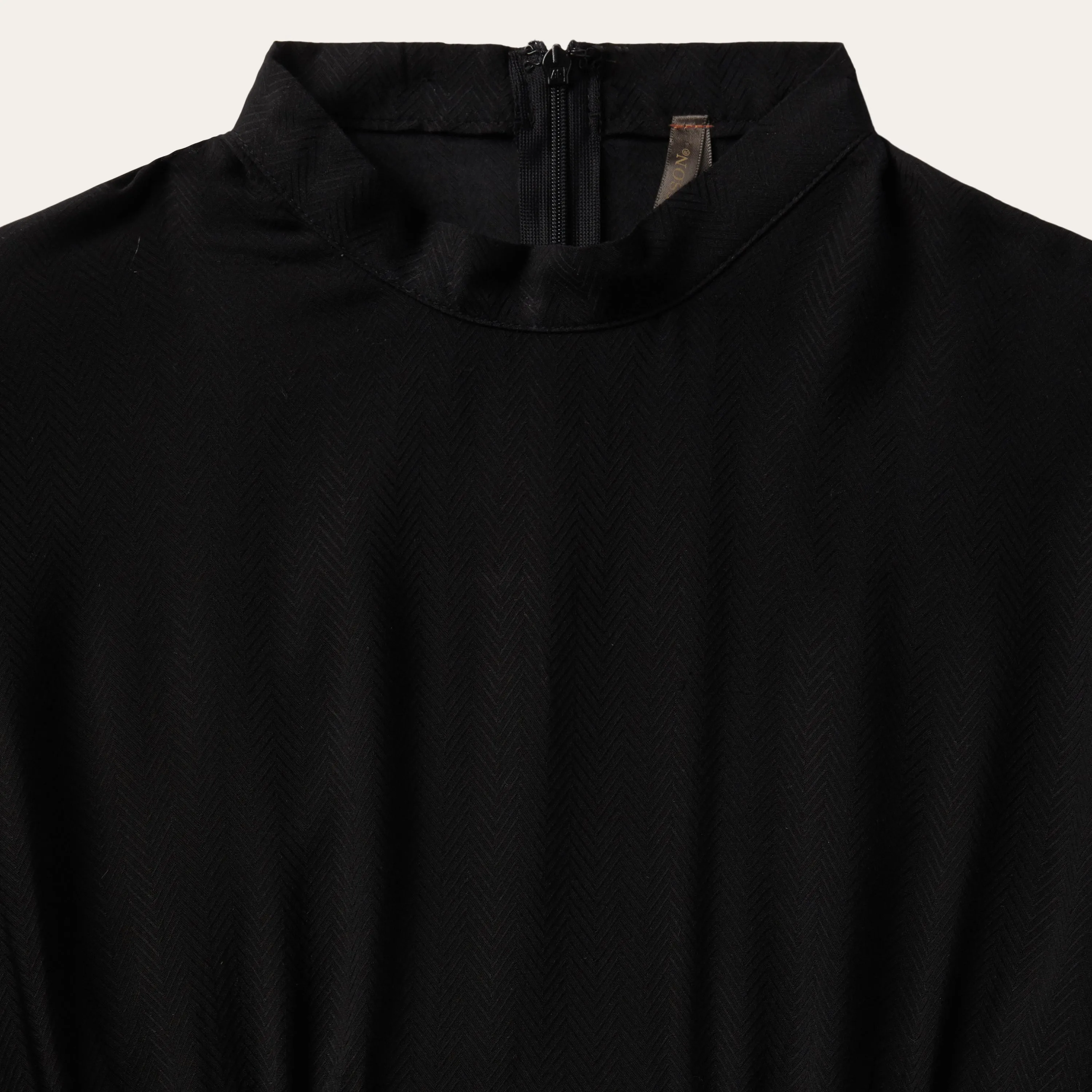Black Herringbone Twill Midi Dress -STETSON