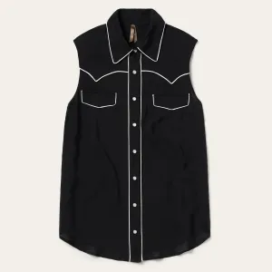Black Sleeveless Western Shirt -STETSON