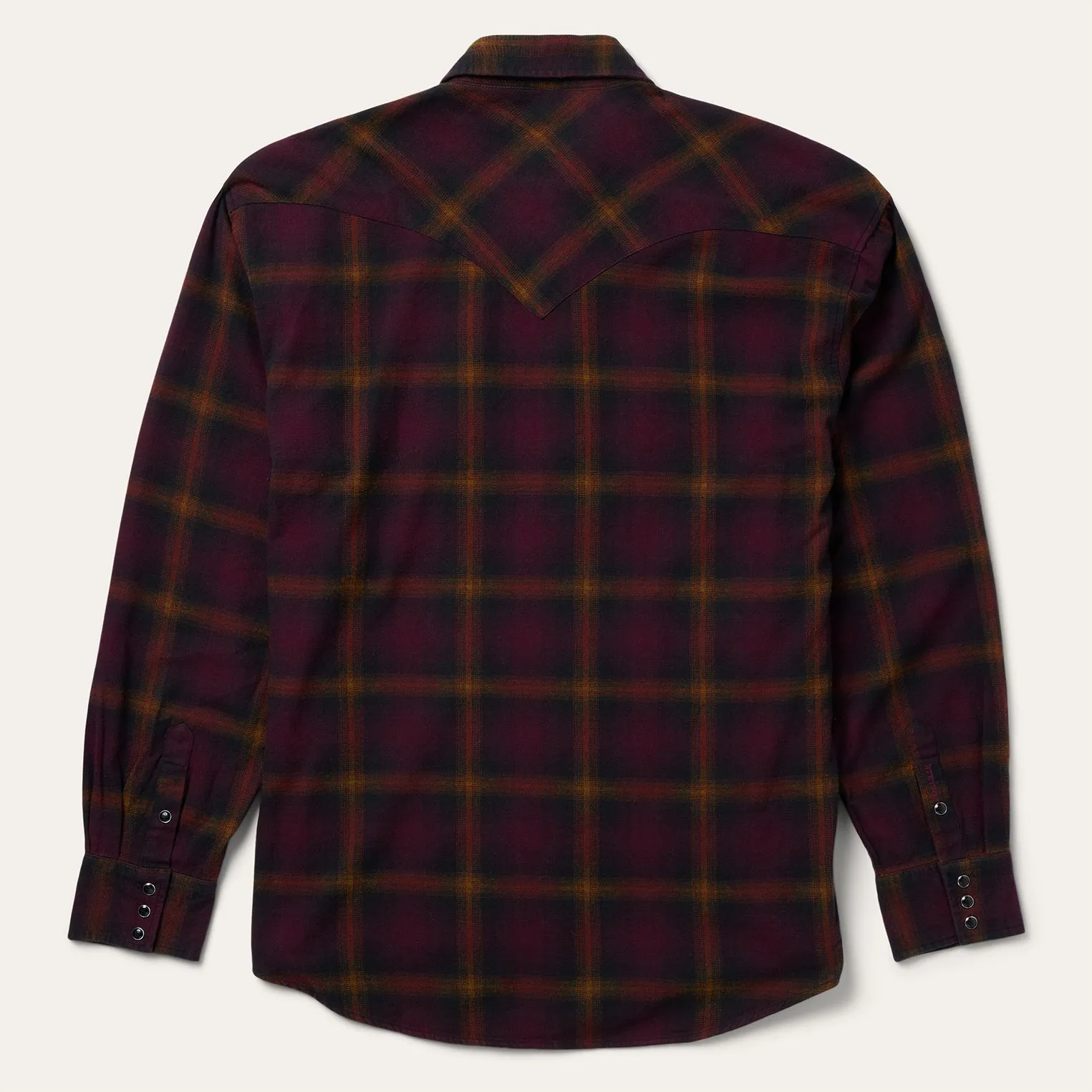 Black Wine Plaid Flannel Western Shirt -STETSON