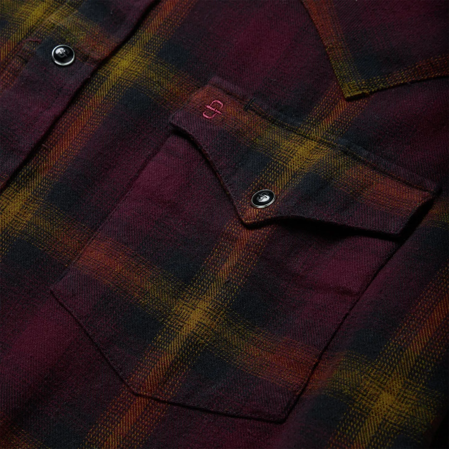 Black Wine Plaid Flannel Western Shirt -STETSON