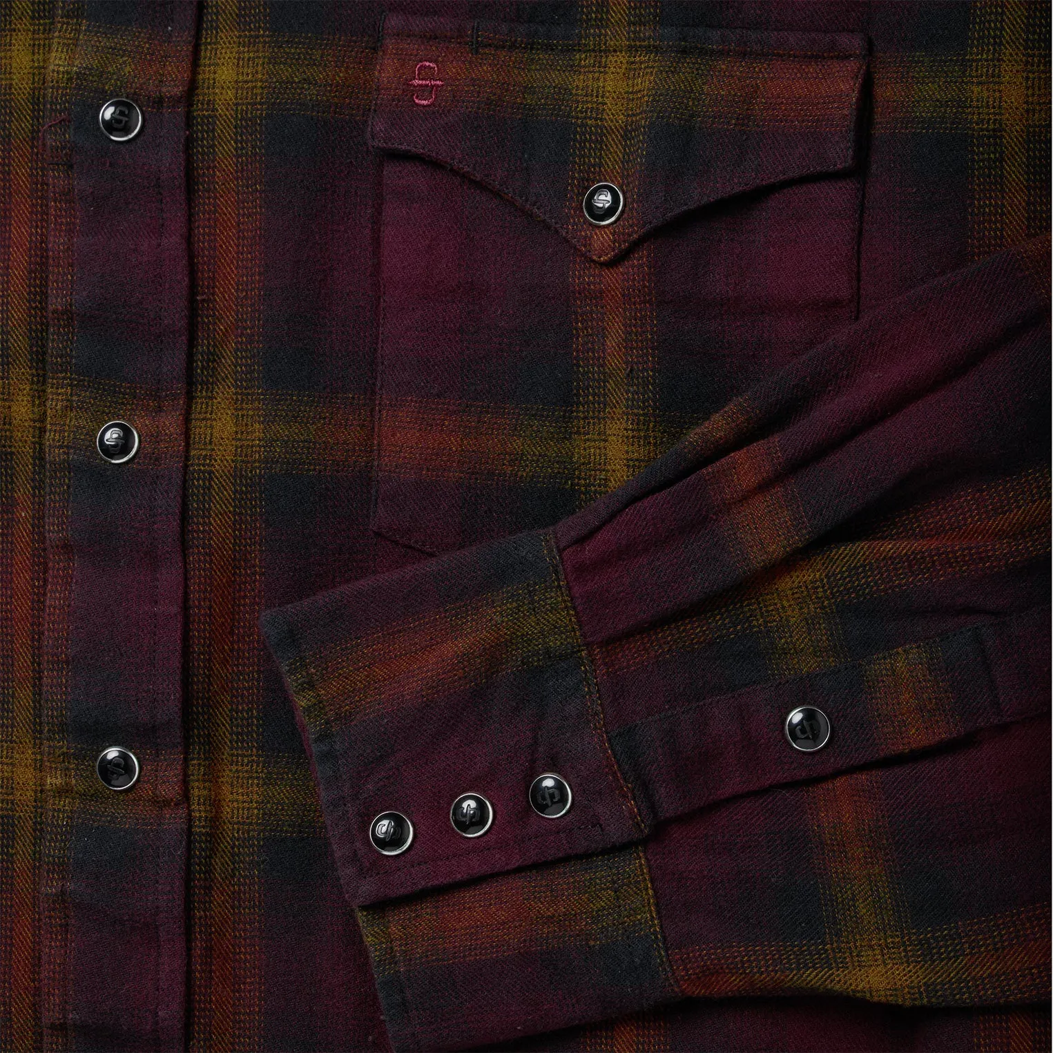 Black Wine Plaid Flannel Western Shirt -STETSON