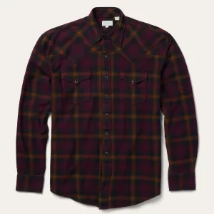 Black Wine Plaid Flannel Western Shirt -STETSON